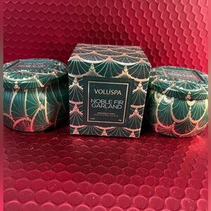 Voluspa Noble Fir Garland Candle - Green set of 3 candles. Two are 4 oz